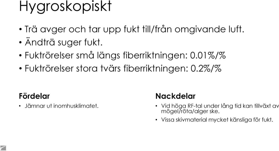 01%/% Fuktrörelser stora tvärs fiberriktningen: 0.