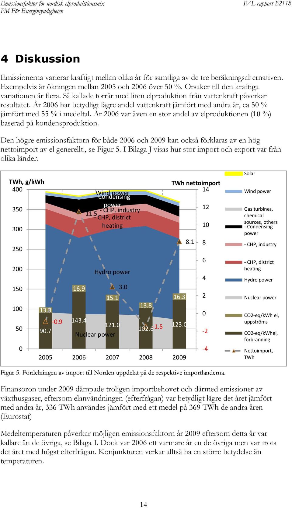 År 2006 har betydligt lägre andel vattenkraft jämfört med andra år, ca 50 % jämfört med 55 % i medeltal. År 2006 var även en stor andel av elproduktionen (10 %) baserad på kondensproduktion.