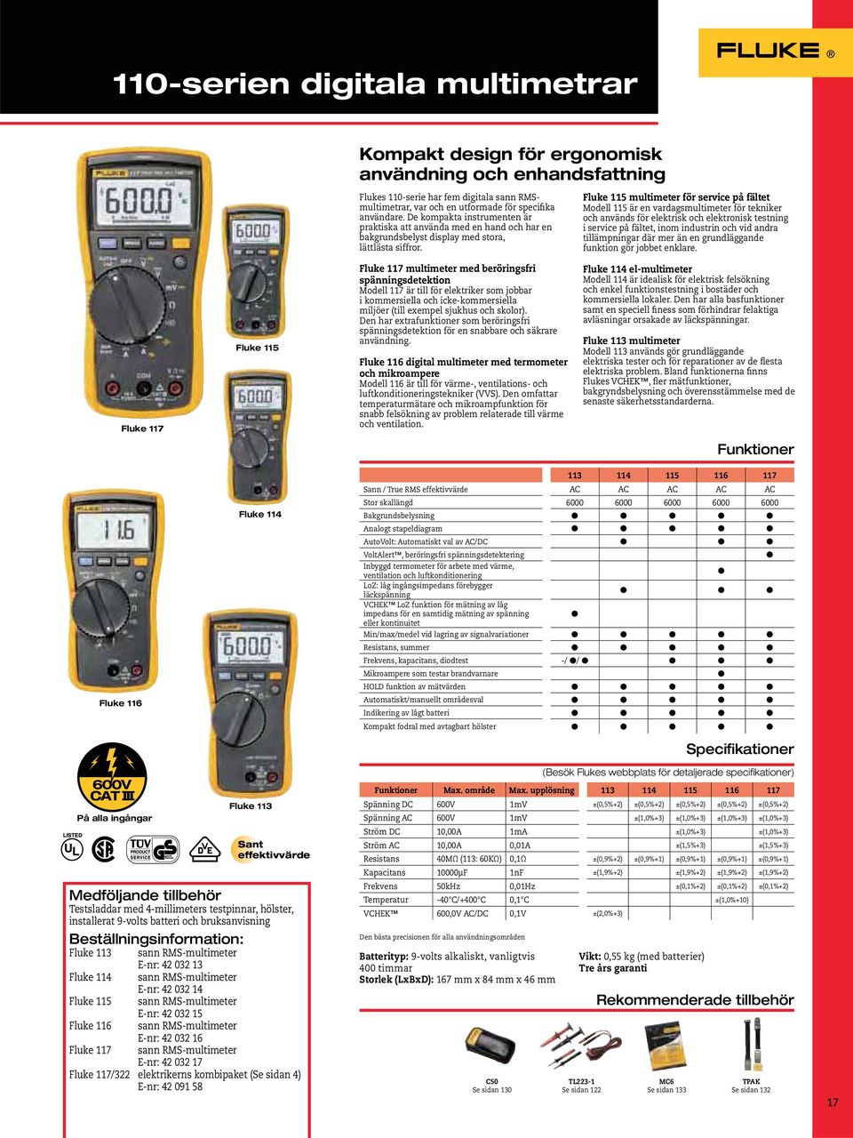 Fluke 115 multimeter för service på fältet Modell 115 är en vardagsmultimeter för tekniker och används för elektrisk och elektronisk testning i service på fältet, inom industrin och vid andra