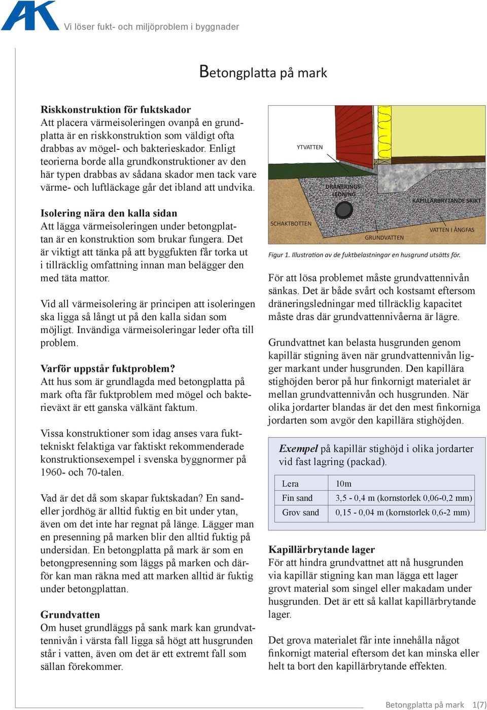 Isolering nära den kalla sidan Att lägga värmeisoleringen under betongplattan är en konstruktion som brukar fungera.