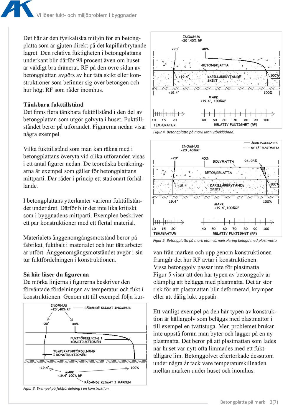 RF på den övre sidan av betongplattan avgörs av hur täta skikt eller konstruktioner som befinner sig över betongen och hur högt RF som råder inomhus.