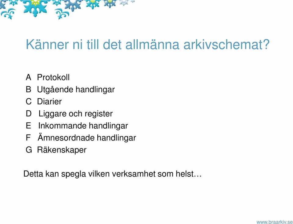 och register E Inkommande handlingar F Ämnesordnade