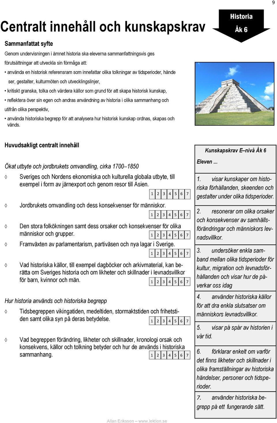 andras användning av historia i olika sammanhang och utifrån olika perspektiv, använda historiska begrepp för att analysera hur historisk kunskap ordnas, skapas och vänds.