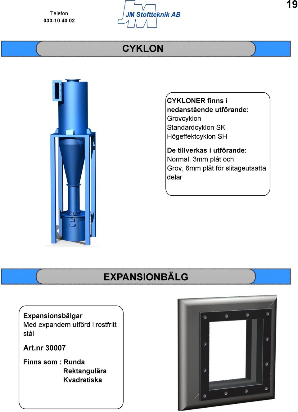 6mm plåt för slitageutsatta delar EXPANSIONBÄLG Expansionsbälgar Med