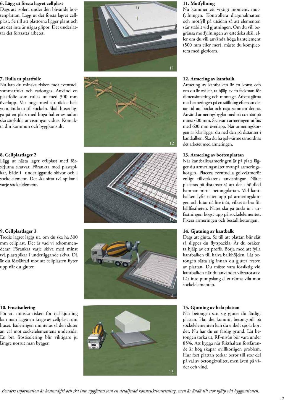 Om du vill begränsa motfyllningen av estetiska skäl, eller om du vill använda höga kantelement (500 mm eller mer), måste du komplettera med glesform. 7.