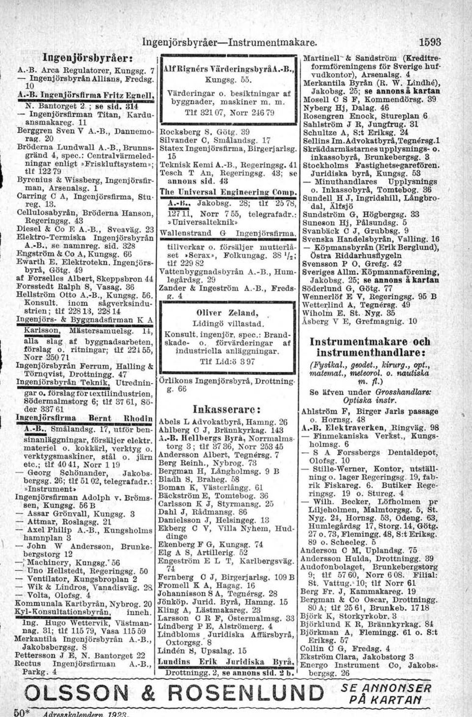 17 I - Martinell- & Sandström (KredItreformföreningens för Sverige hut- A.lfRlgners ViirderingsbyräA B., vudkontor), Arsenalsg. 4 Kungsg. 55. Merkantila Byrån (R. W. LindbO), Värderingar o.