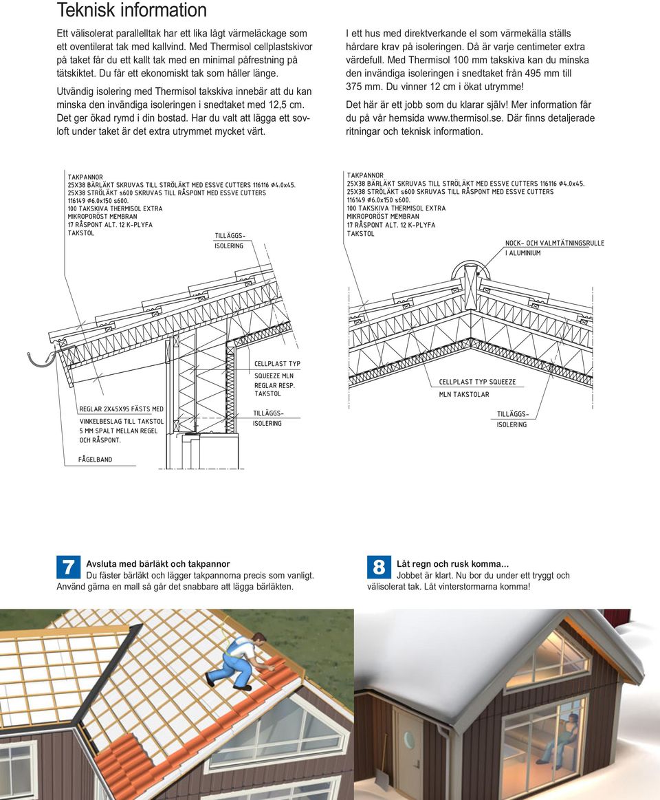 Utvändig isolering med Thermisol takskiva innebär att du kan minska den invändiga isoleringen i snedtaket med 12,5 cm. Det ger ökad rymd i din bostad.