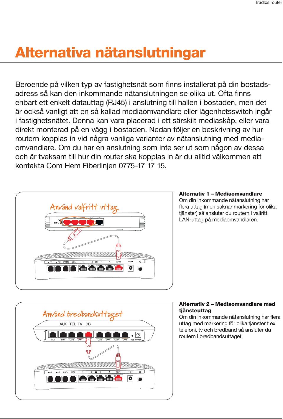 Denna kan vara placerad i ett särskilt mediaskåp, eller vara direkt monterad på en vägg i bostaden.