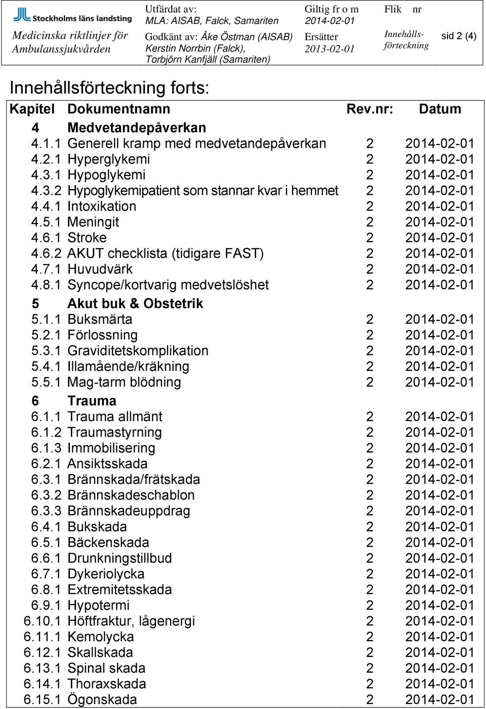 1 Stroke 2 4.6.2 AKUT checklista (tidigare FAST) 2 4.7.1 Huvudvärk 2 4.8.1 Syncope/kortvarig medvetslöshet 2 5 Akut buk & Obstetrik 5.1.1 Buksmärta 2 5.2.1 Förlossning 2 5.3.