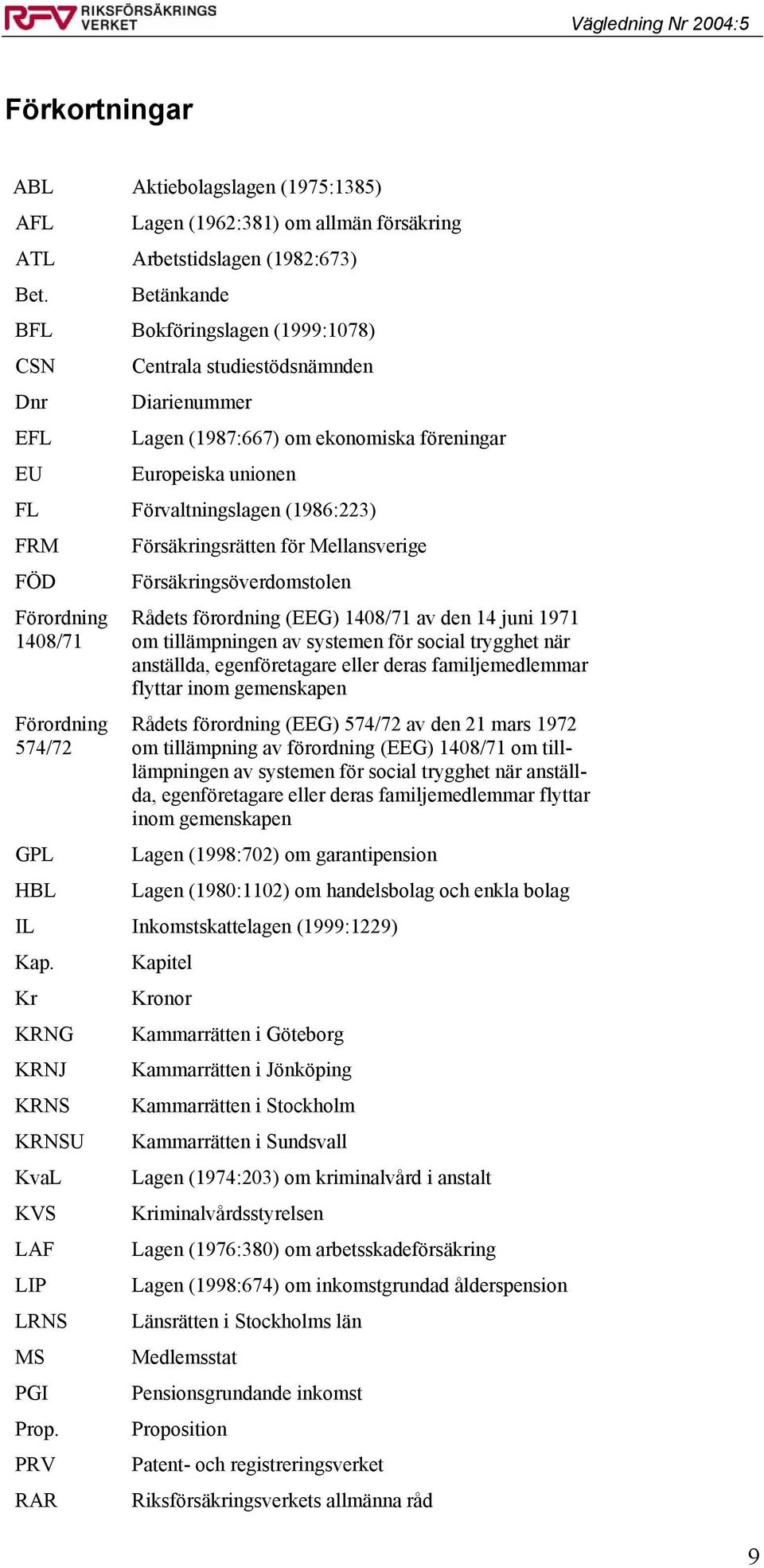 Försäkringsrätten för Mellansverige FÖD Försäkringsöverdomstolen Förordning 1408/71 Förordning 574/72 Rådets förordning (EEG) 1408/71 av den 14 juni 1971 om tillämpningen av systemen för social