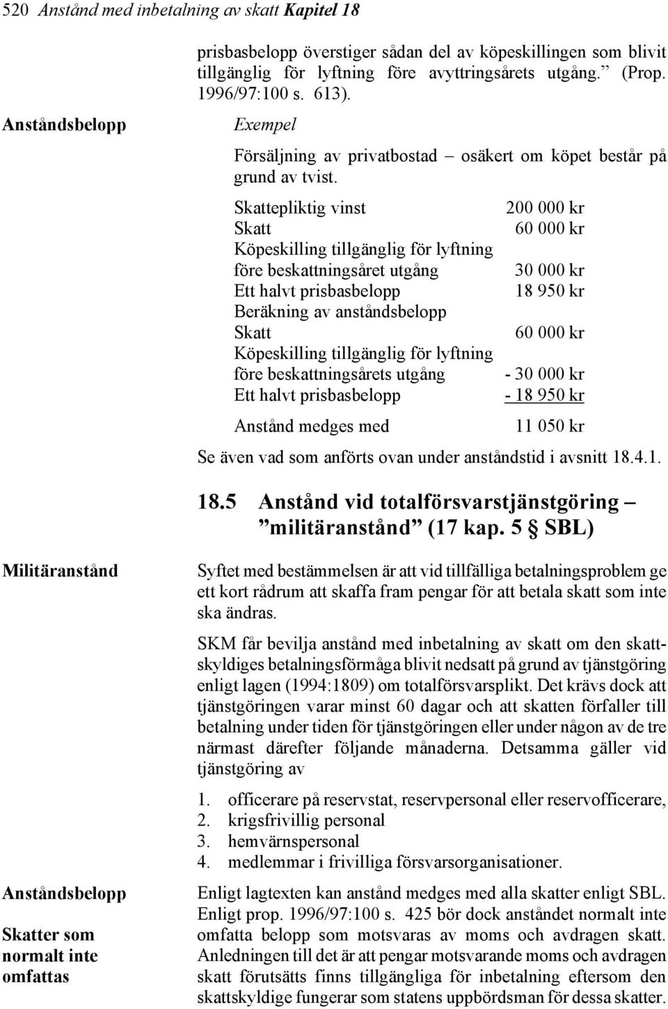 Skattepliktig vinst 200 000 kr Skatt 60 000 kr Köpeskilling tillgänglig för lyftning före beskattningsåret utgång 30 000 kr Ett halvt prisbasbelopp 18 950 kr Beräkning av anståndsbelopp Skatt 60 000