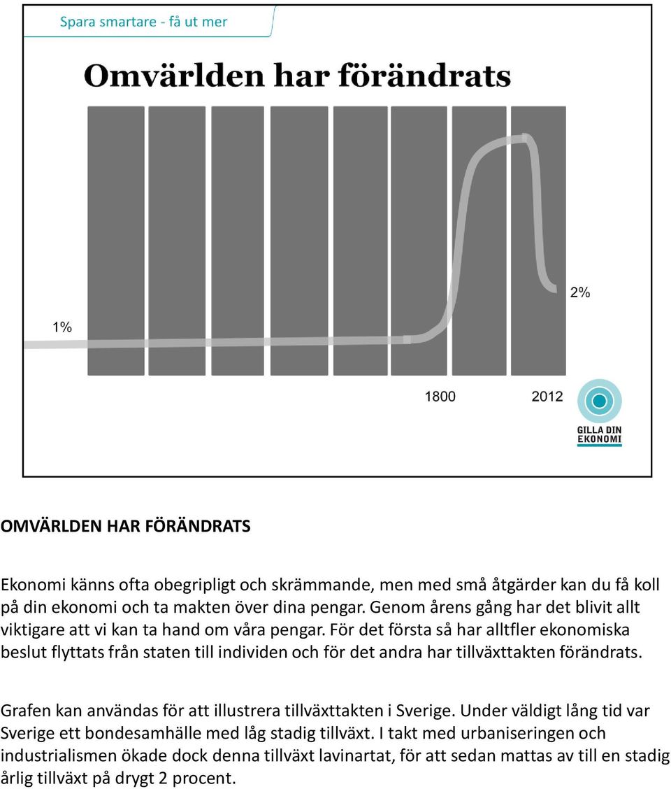 För det första så har alltfler ekonomiska beslut flyttats från staten till individen och för det andra har tillväxttakten förändrats.