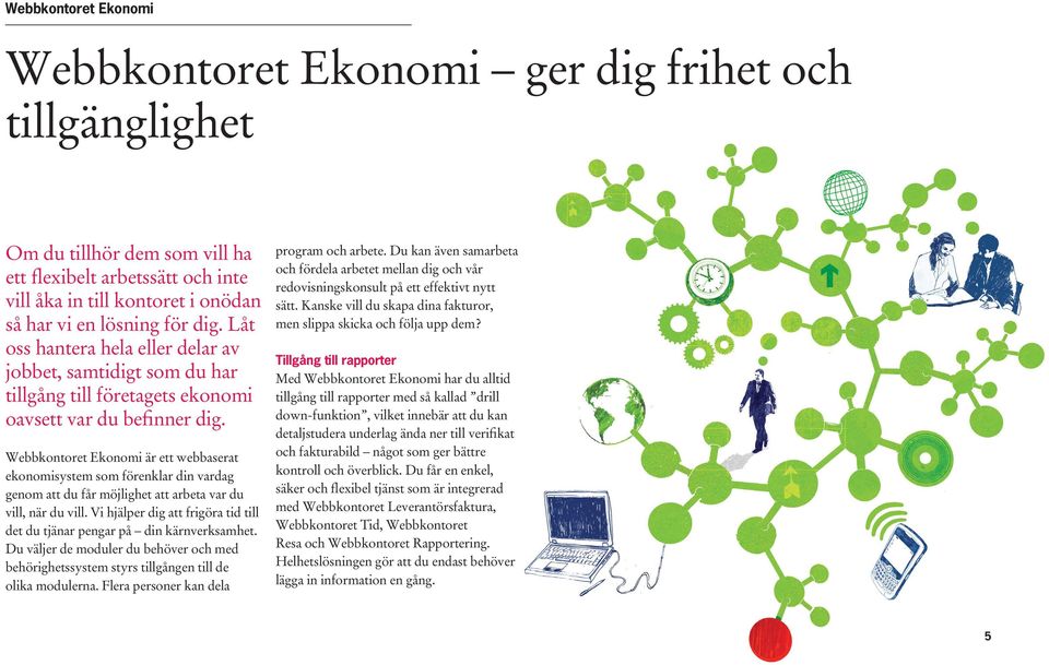 Webbkontoret Ekonomi är ett webbaserat ekonomisystem som förenklar din vardag genom att du får möjlighet att arbeta var du vill, när du vill.