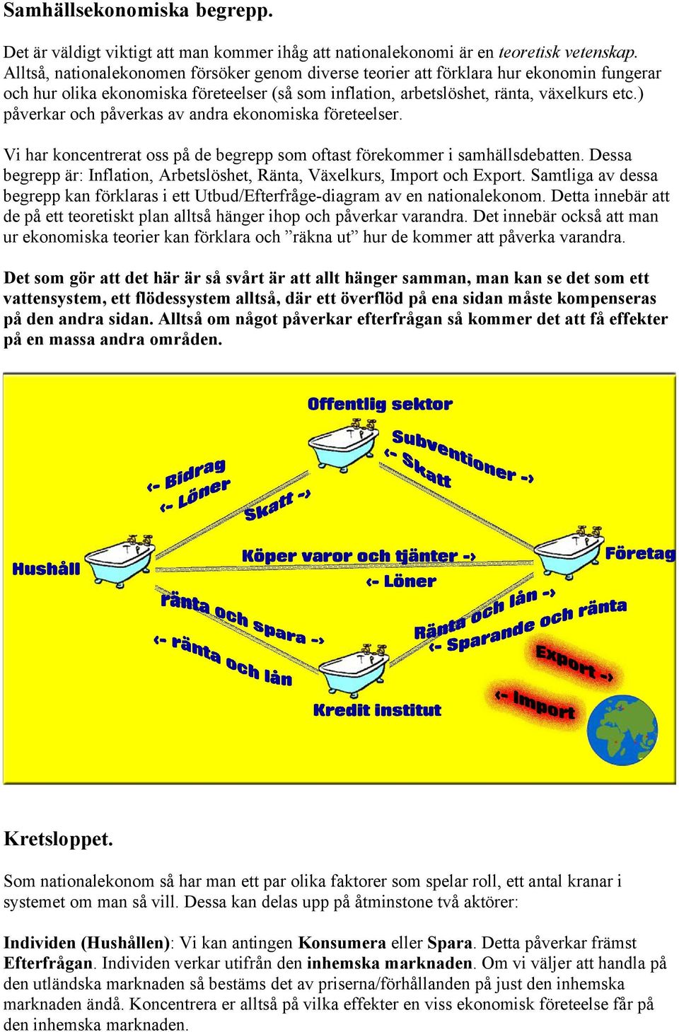 ) påverkar och påverkas av andra ekonomiska företeelser. Vi har koncentrerat oss på de begrepp som oftast förekommer i samhällsdebatten.