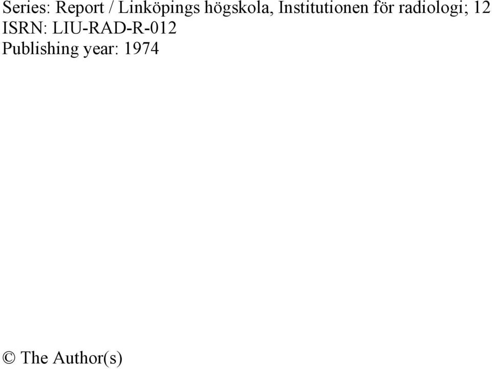 radiologi; 12 ISRN: