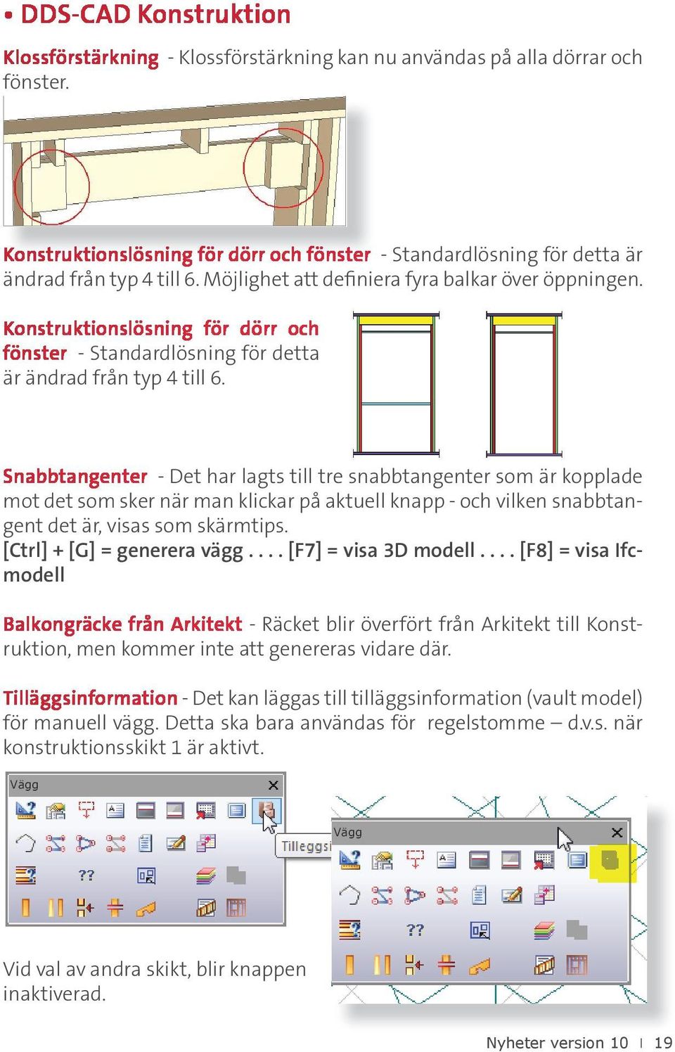 Konstruktionslösning för dörr och fönster - Standardlösning för detta är ändrad från typ 4 till 6.