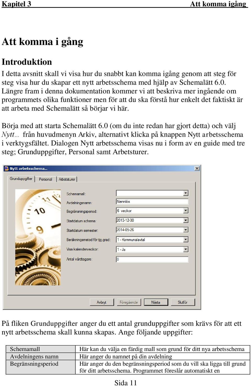 Längre fram i denna dokumentation kommer vi att beskriva mer ingående om programmets olika funktioner men för att du ska förstå hur enkelt det faktiskt är att arbeta med Schemalätt så börjar vi här.