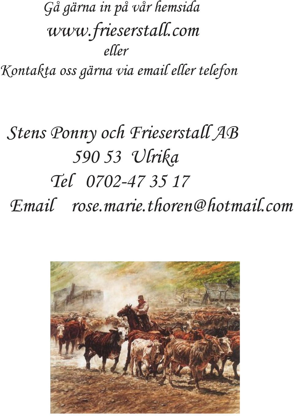 telefon Stens Ponny och Frieserstall AB 590 53