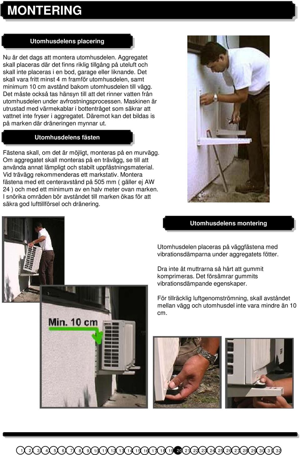 Det måste också tas hänsyn till att det rinner vatten från utomhusdelen under avfrostningsprocessen.