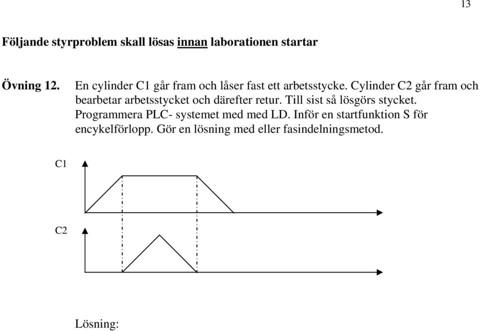 Cylinder C2 går fram och bearbetar arbetsstycket och därefter retur.