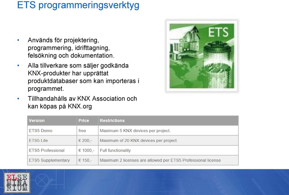 Alla tillverkare som säljer godkända KNX-produkter har upprättat