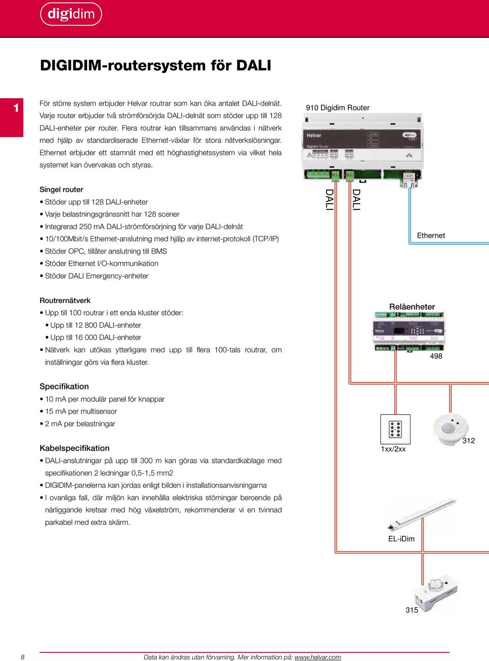 Flera routrar kan tillsammans användas i nätverk med hjälp av standardiserade thernet-växlar för stora nätverkslösningar.