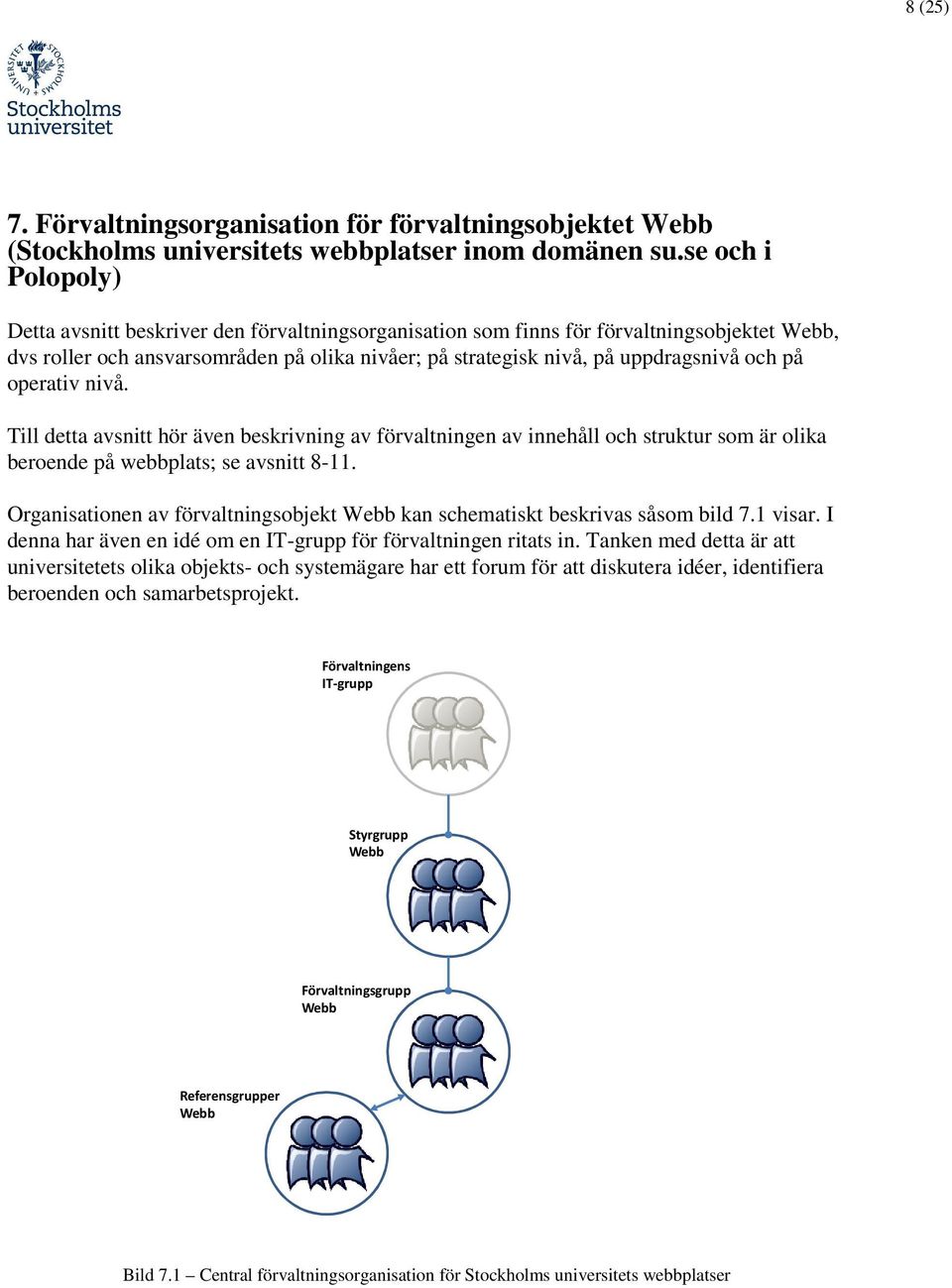 på operativ nivå. Till detta avsnitt hör även beskrivning av förvaltningen av innehåll och struktur som är olika beroende på webbplats; se avsnitt 8-11.