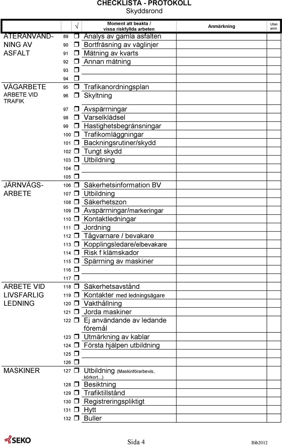 Checklista Protokoll Skyddsrond Pdf Gratis Nedladdning