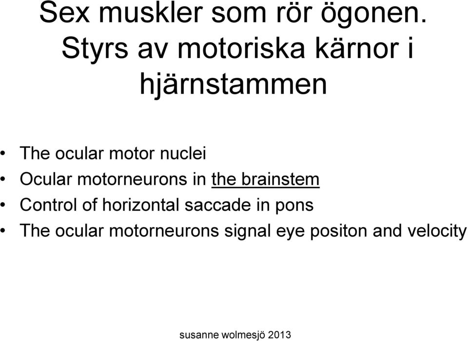 motor nuclei Ocular motorneurons in the brainstem