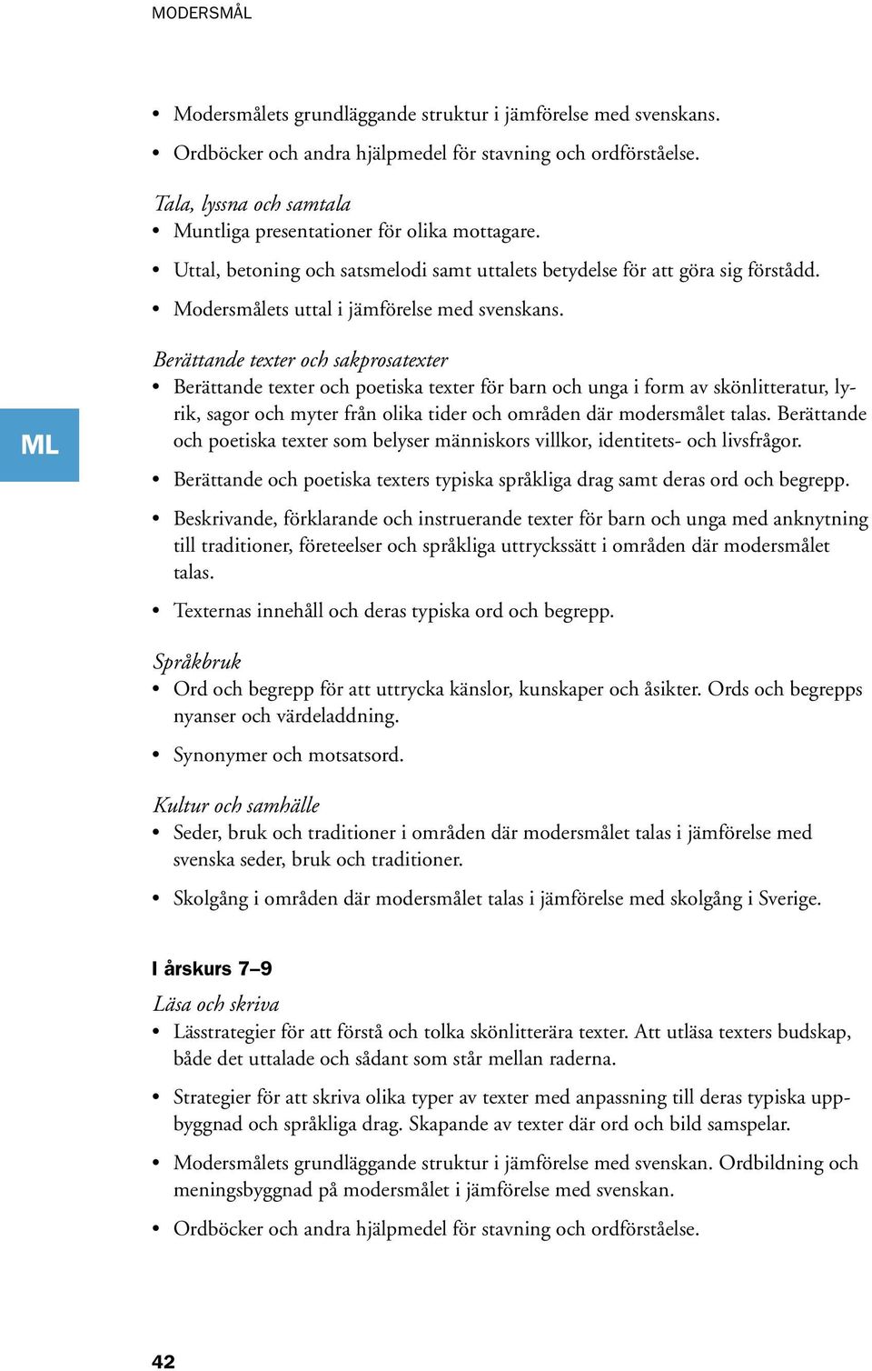 Berättande texter och poetiska texter för barn och unga i form av skönlitteratur, lyrik, sagor och myter från olika tider och områden där modersmålet talas.