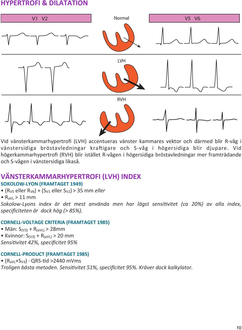 & VÄNSTERKAMMARHYPERTROFI%(LVH)%INDEX SOKOLOWDLYON%(FRAMTAGET%1949) &(R V5 &eller&r V6 )&+&(S V1 &eller&s V2 ) ' >&35&mm&eller %R avl &>&11&mm Sokolow*Lyons% index% är% det% mest% använda% men% har%