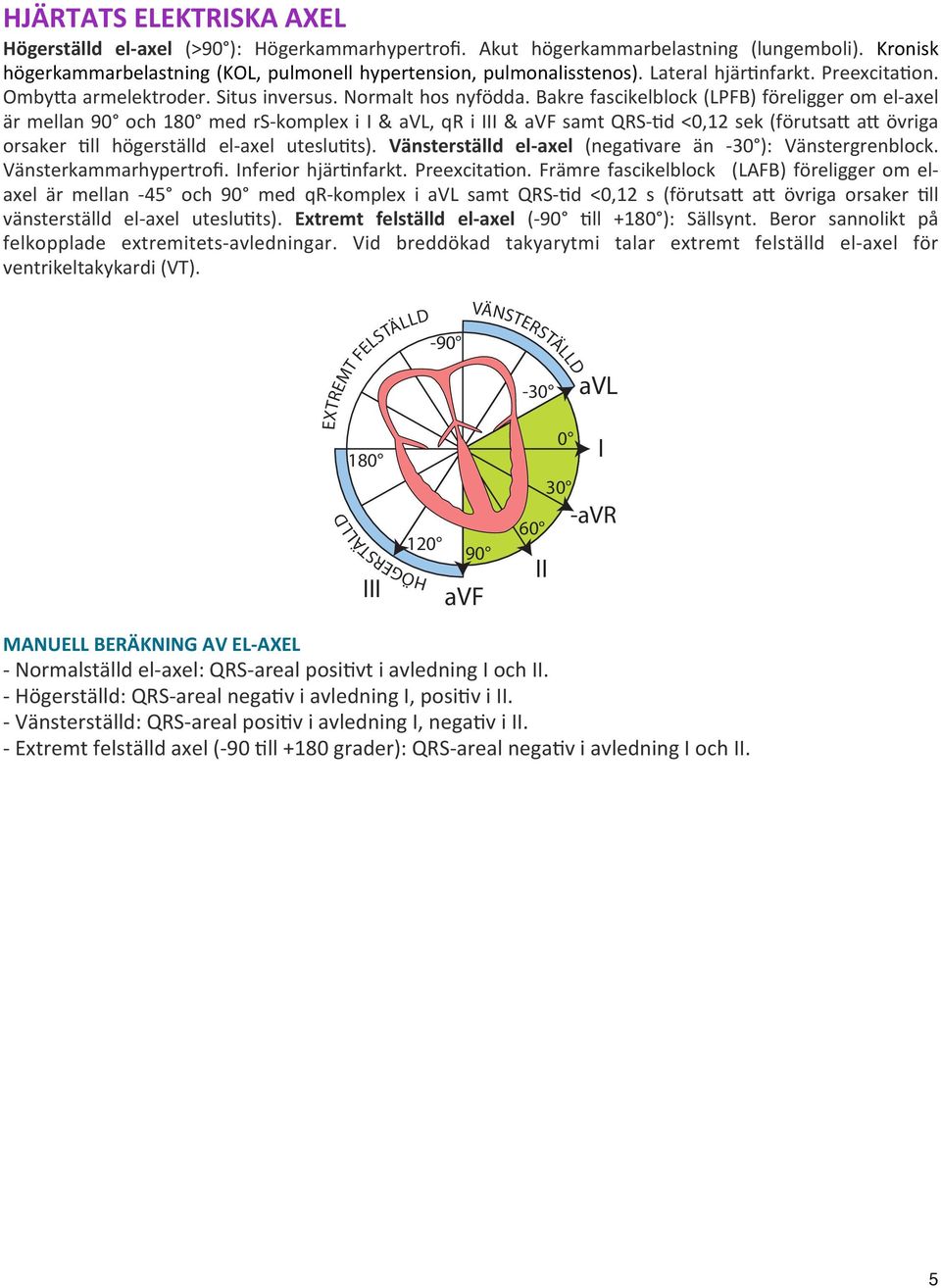 &Bakre&fascikelblock&(LPFB)&föreligger&om&elDaxel& är&mellan&90 &och&180 & med&rsdkomplex&i &I&&& avl,&qr&i&iii&&& avf&samt& QRSD:d&<0,12&sek&(förutsaR&aR&övriga& orsaker& :ll& högerställd& eldaxel &