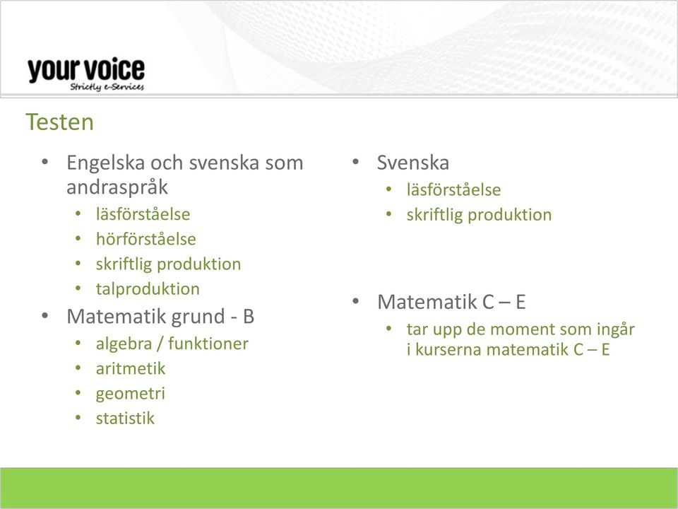 funktioner aritmetik geometri statistik Svenska läsförståelse skriftlig