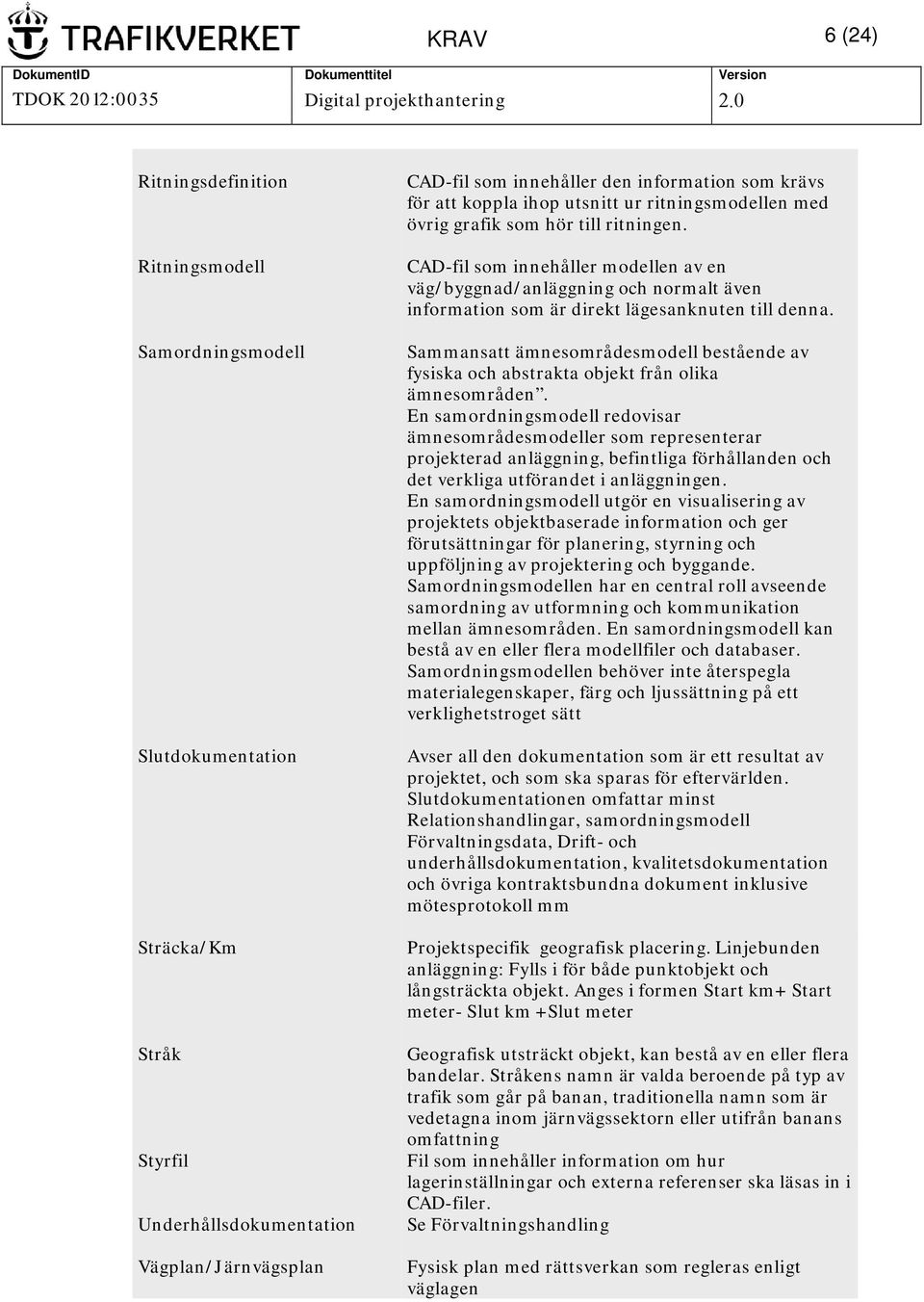 CAD-fil som innehåller modellen av en väg/byggnad/anläggning och normalt även information som är direkt lägesanknuten till denna.