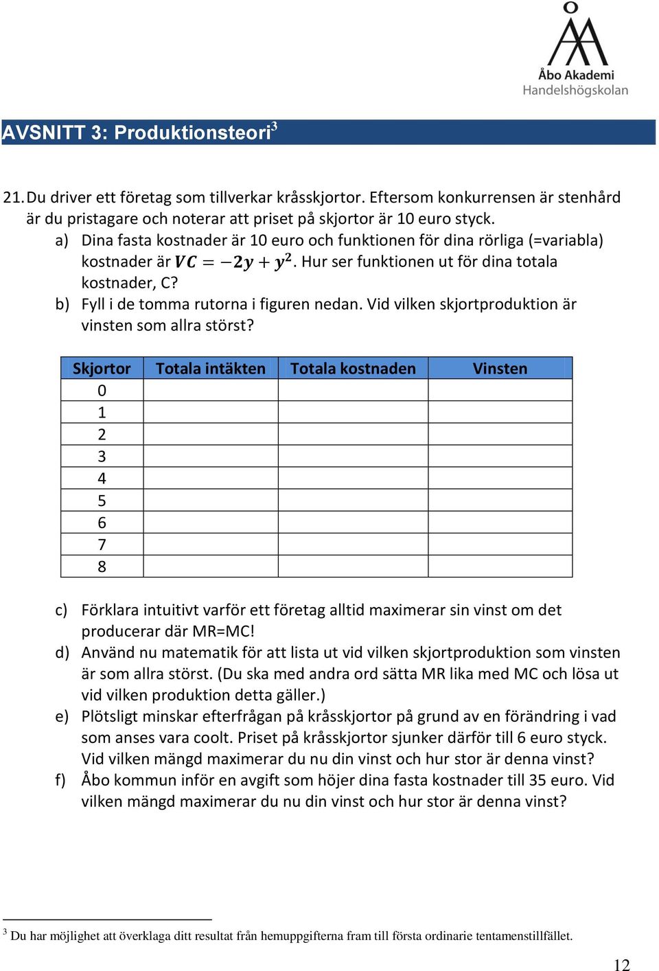 Vid vilken skjortproduktion är vinsten som allra störst?