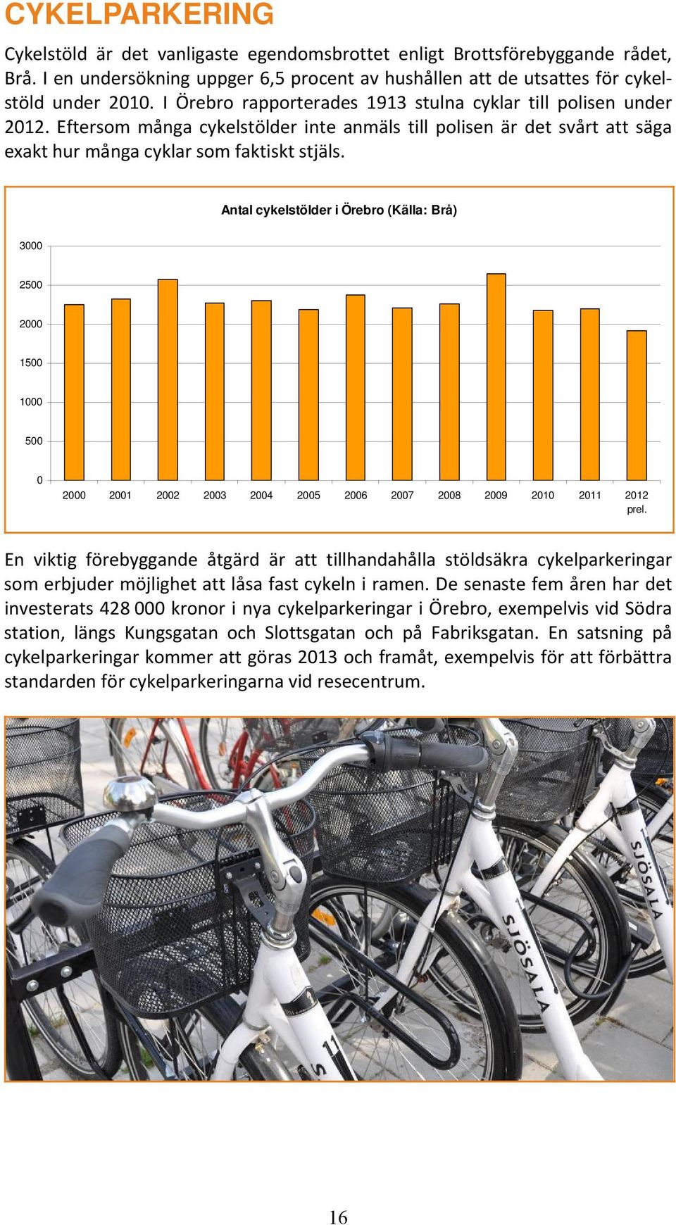 Antal cykelstölder i Örebro (Källa: Brå) 3000 2500 2000 1500 1000 500 0 2000 2001 2002 2003 2004 2005 2006 2007 2008 2009 2010 2011 2012 prel.