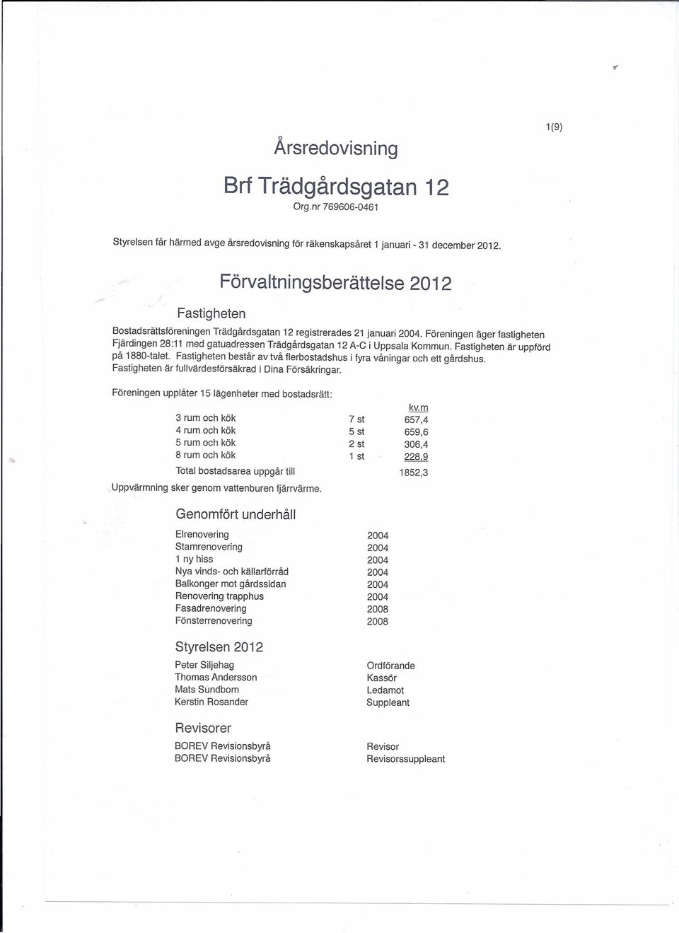 Föreningen äger fastigheten Fjärdingen 28:11 med gatuadressen Trädgårdsgatan 12 A-C i Uppsala Kommun. Fastigheten är uppförd på 1880-talet.