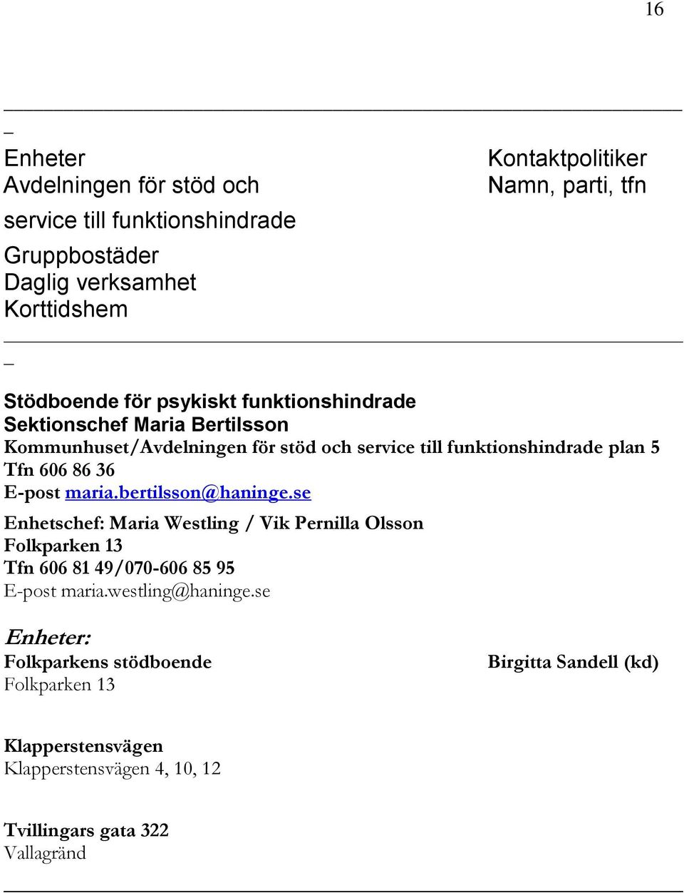 se Enhetschef: Maria Westling / Vik Pernilla Olsson Folkparken 13 Tfn 606 81 49/070-606 85 95 E-post maria.