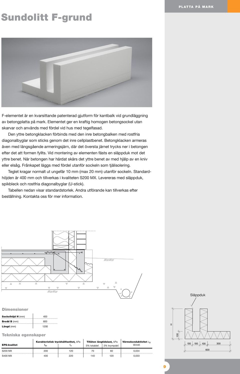 Den yttre betongklacken förbinds med den inre betongbalken med rostfria diagonalbyglar som sticks genom det inre cellplastbenet.