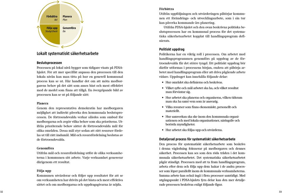 Lokalt systematiskt säkerhetsarbete Beslutsprocessen Processen på lokal nivå bygger som tidigare visats på PDSAhjulet.