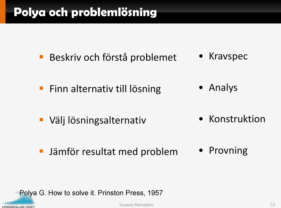 Jämför resultat med problem Kravspec Analys