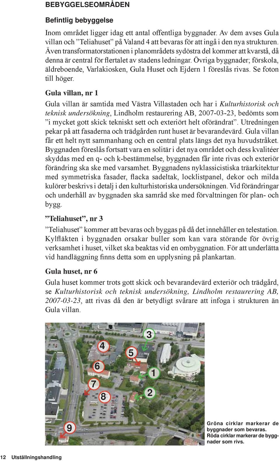 Övriga byggnader; förskola, äldreboende, Varlakiosken, Gula Huset och Ejdern 1 föreslås rivas. Se foton till höger.