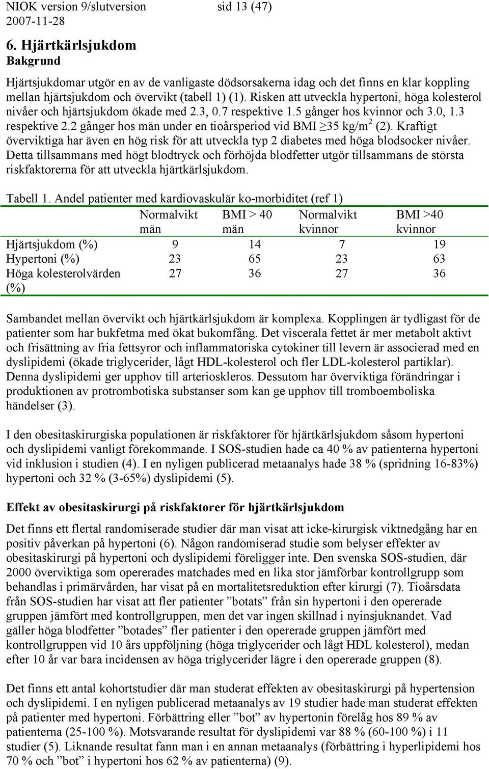 Risken att utveckla hypertoni, höga kolesterol nivåer och hjärtsjukdom ökade med 2.3, 0.7 respektive 1.5 gånger hos kvinnor och 3.0, 1.3 respektive 2.