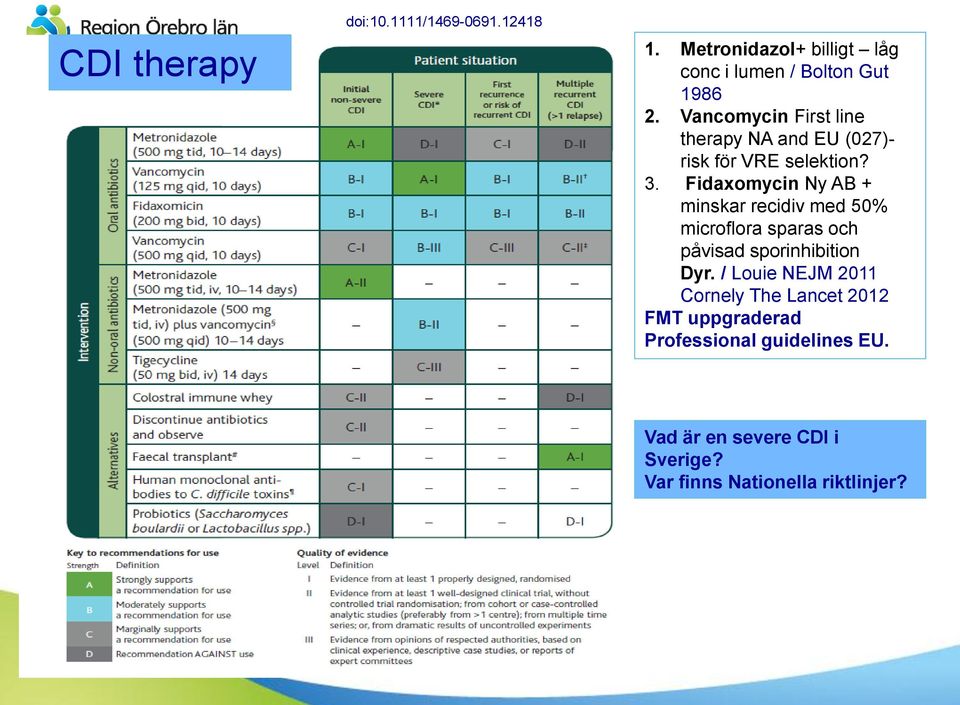 Vancomycin First line therapy NA and EU (027)- risk för VRE selektion? 3.