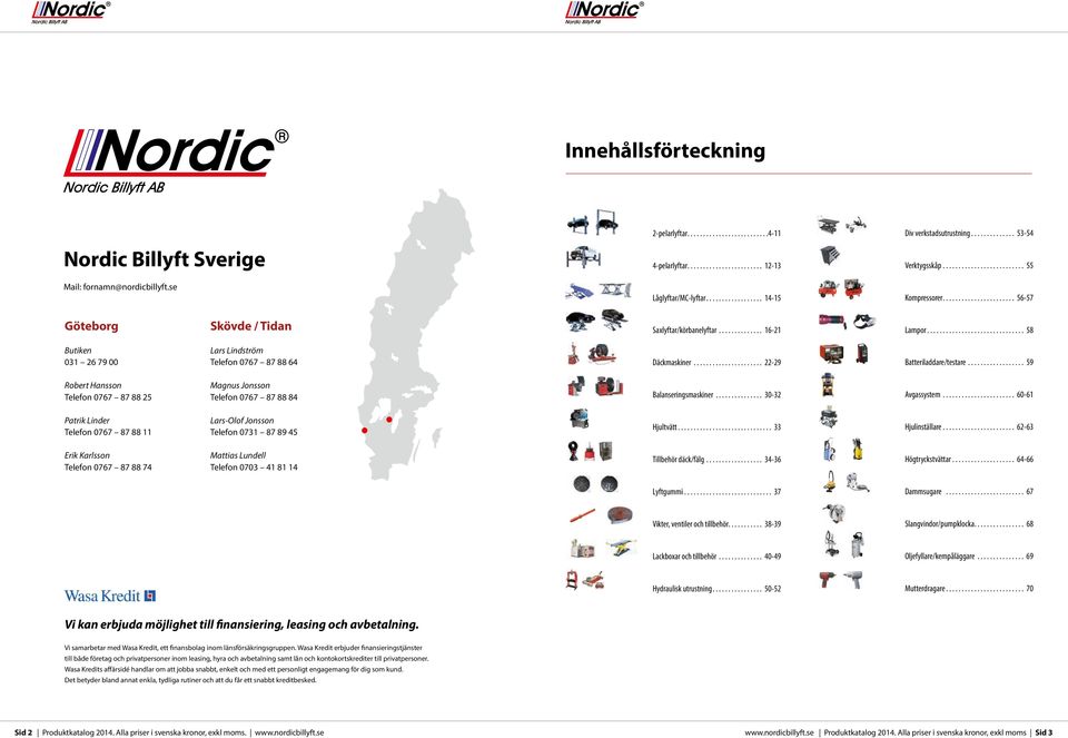 .. 59 Robert Hansson Telefon 0767 87 88 25 Magnus Jonsson Telefon 0767 87 88 84 Balanseringsmaskiner... 30-32 Avgassystem.