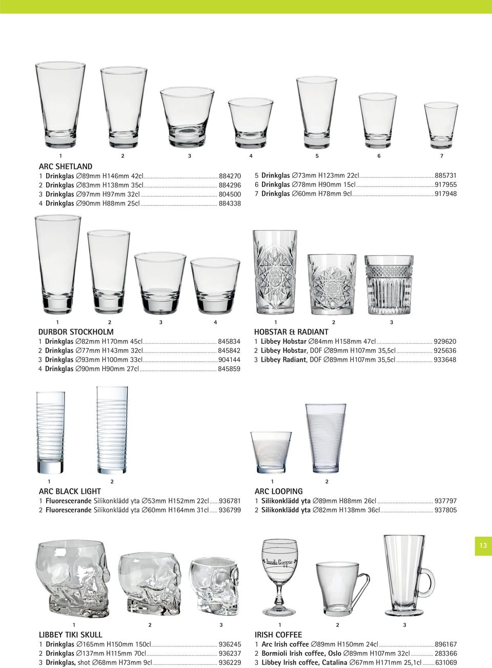 .. 845834 2 Drinkglas 77mm H143mm 32cl... 845842 3 Drinkglas 93mm H100mm 33cl...904144 HOBSTAR & RADIANT 1 Libbey Hobstar 84mm H158mm 47cl... 929620 2 Libbey Hobstar, DOF 89mm H107mm 35,5cl.