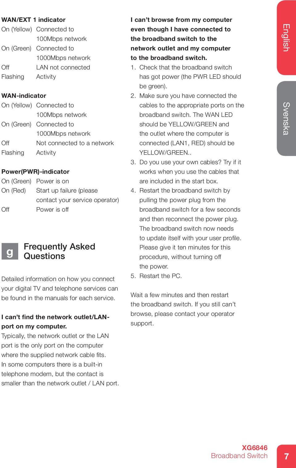 operator) Power is off Frequently Asked Questions Detailed information on how you connect your digital TV and telephone services can be found in the manuals for each service.