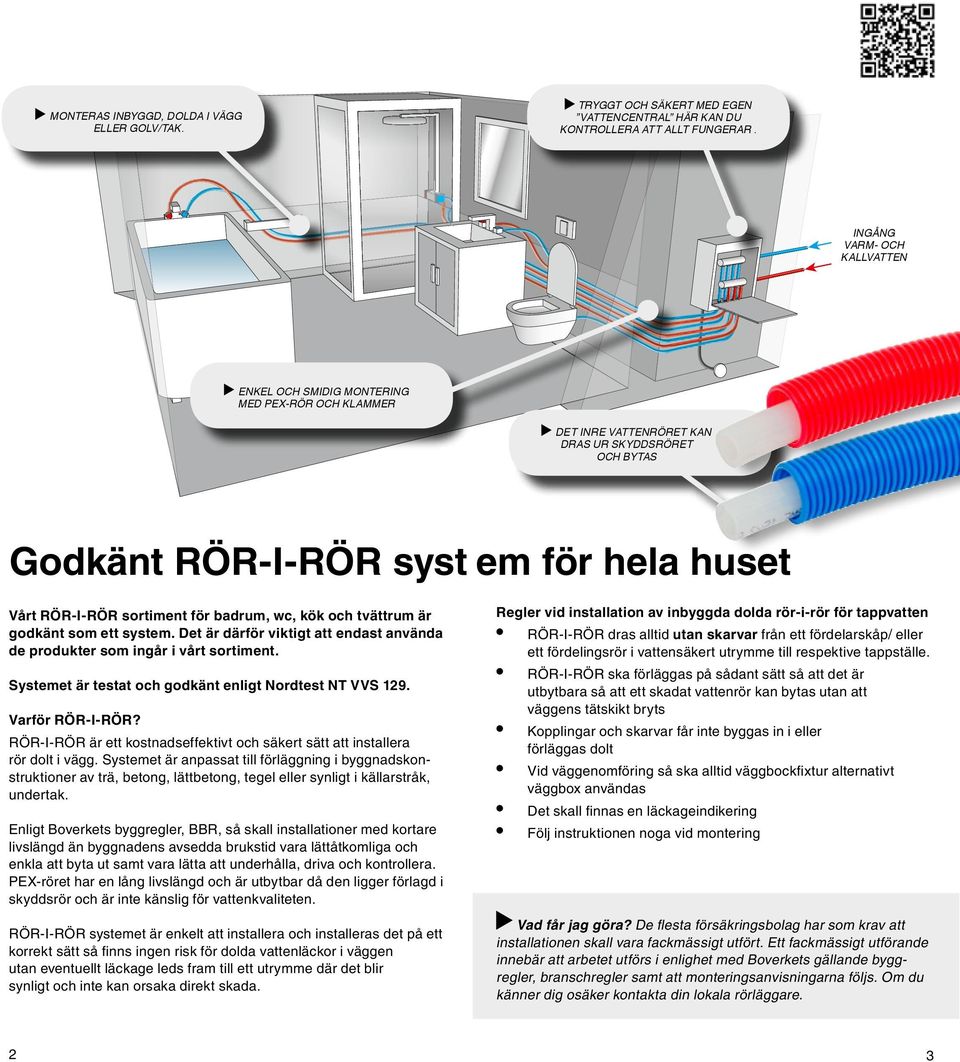 för badrum, wc, kök och tvättrum är godkänt som ett system. Det är därför viktigt att endast använda de produkter som ingår i vårt sortiment. Systemet är testat och godkänt enligt Nordtest NT VVS 129.