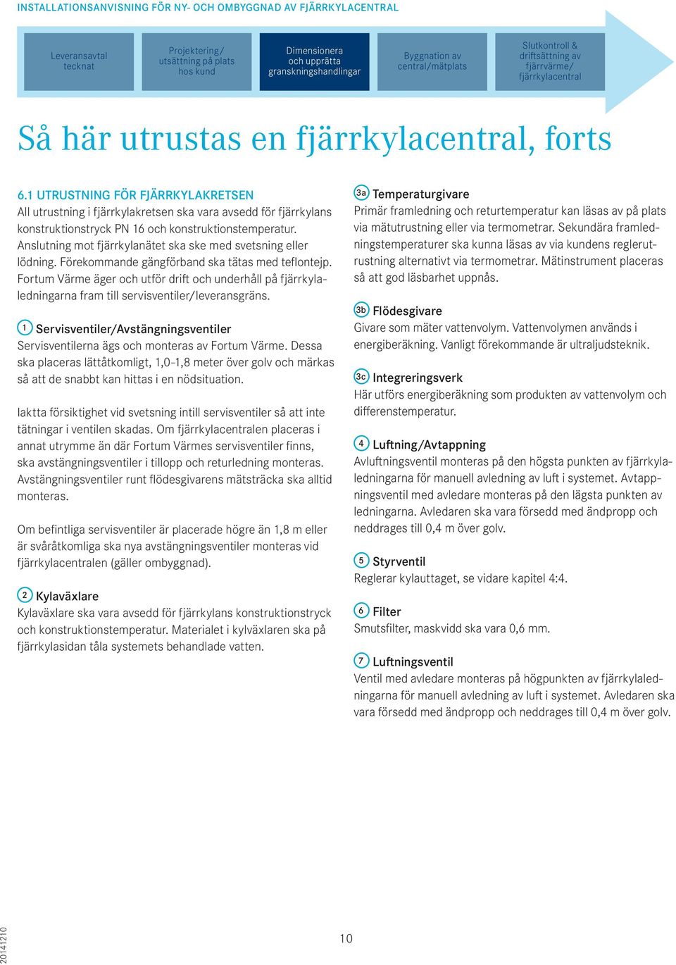 Fortum Värme äger och utför drift och underhåll på fjärrkylaledningarna fram till servisventiler/leveransgräns. 1 Servisventiler/Avstängningsventiler Servisventilerna ägs och monteras av Fortum Värme.
