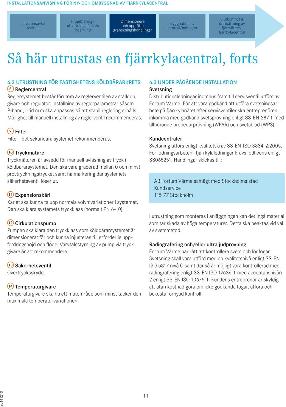 9 Filter Filter i det sekundära systemet rekommenderas. 10 Tryckmätare Tryckmätaren är avsedd för manuell avläsning av tryck i köldbärarsystemet.